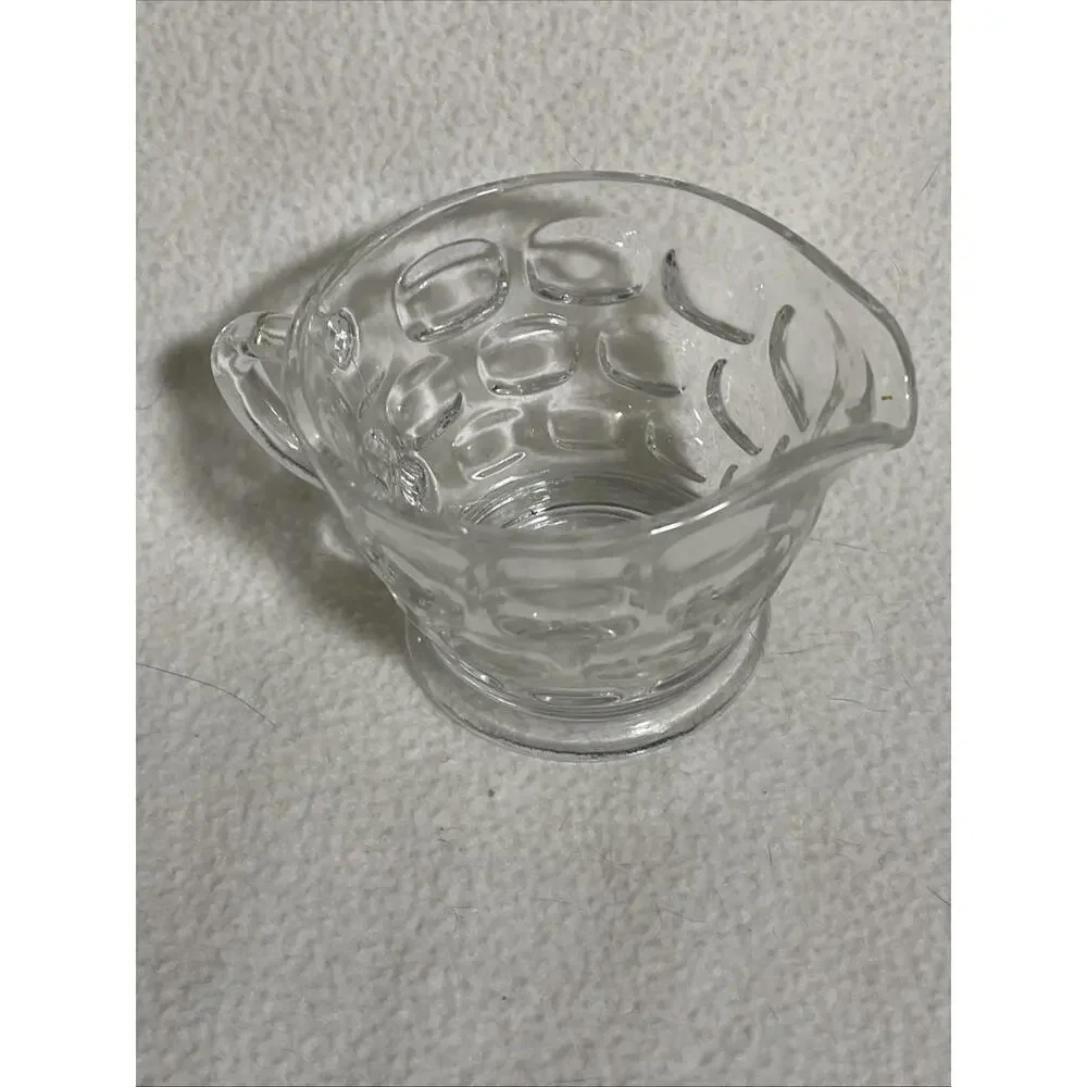Vintage Clear Glass Thumbprint Pattern Creamer